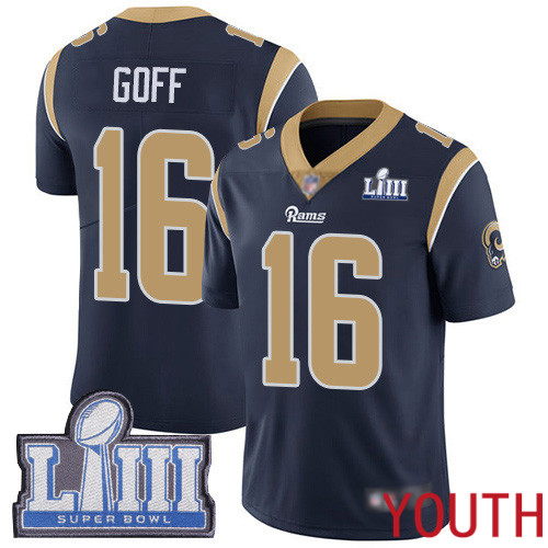 Los Angeles Rams Limited Navy Blue Youth Jared Goff Home Jersey NFL Football #16 Super Bowl LIII Bound Vapor Untouchable->youth nfl jersey->Youth Jersey